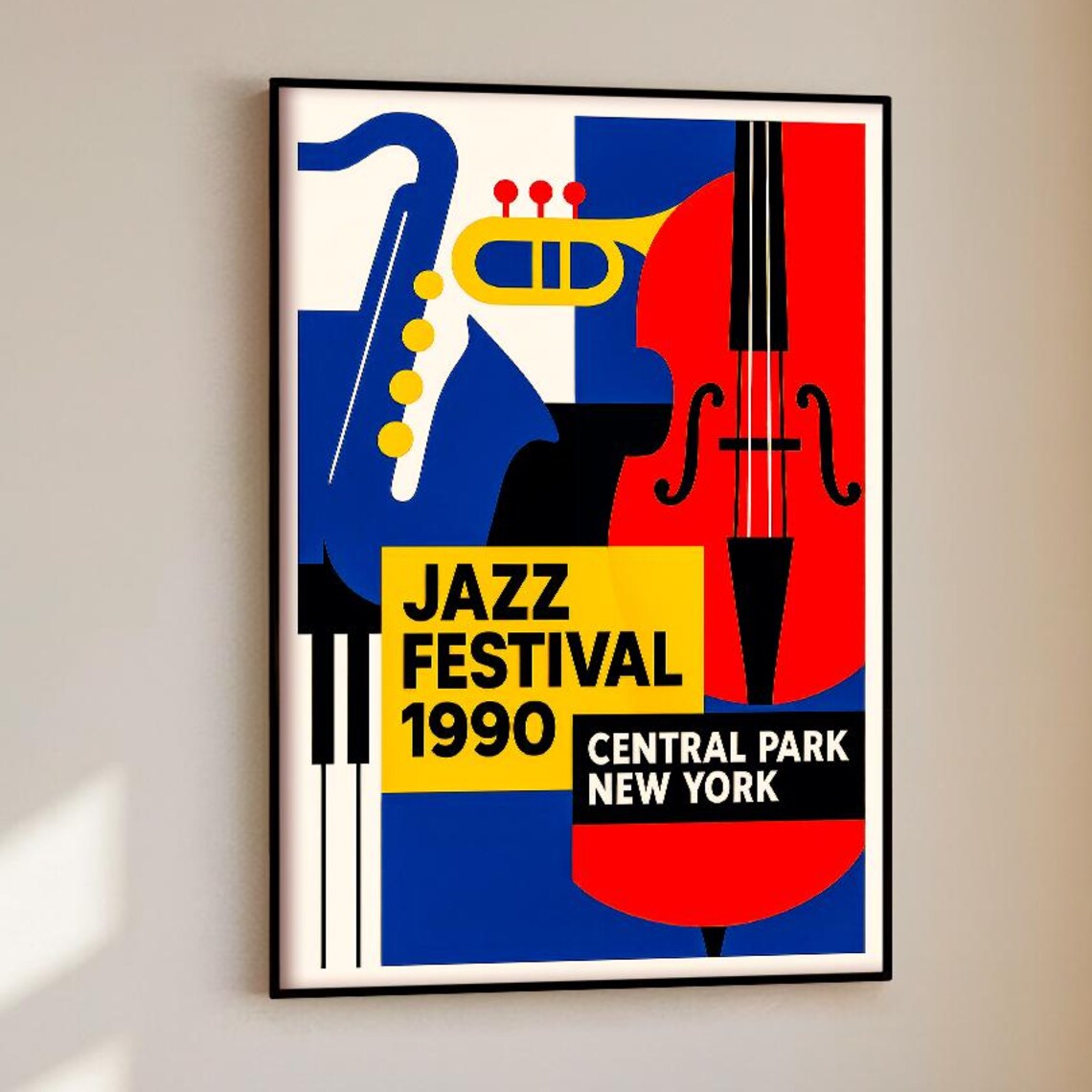 Mid Century Modern Jazz Poster, Vintage Central Park NYC