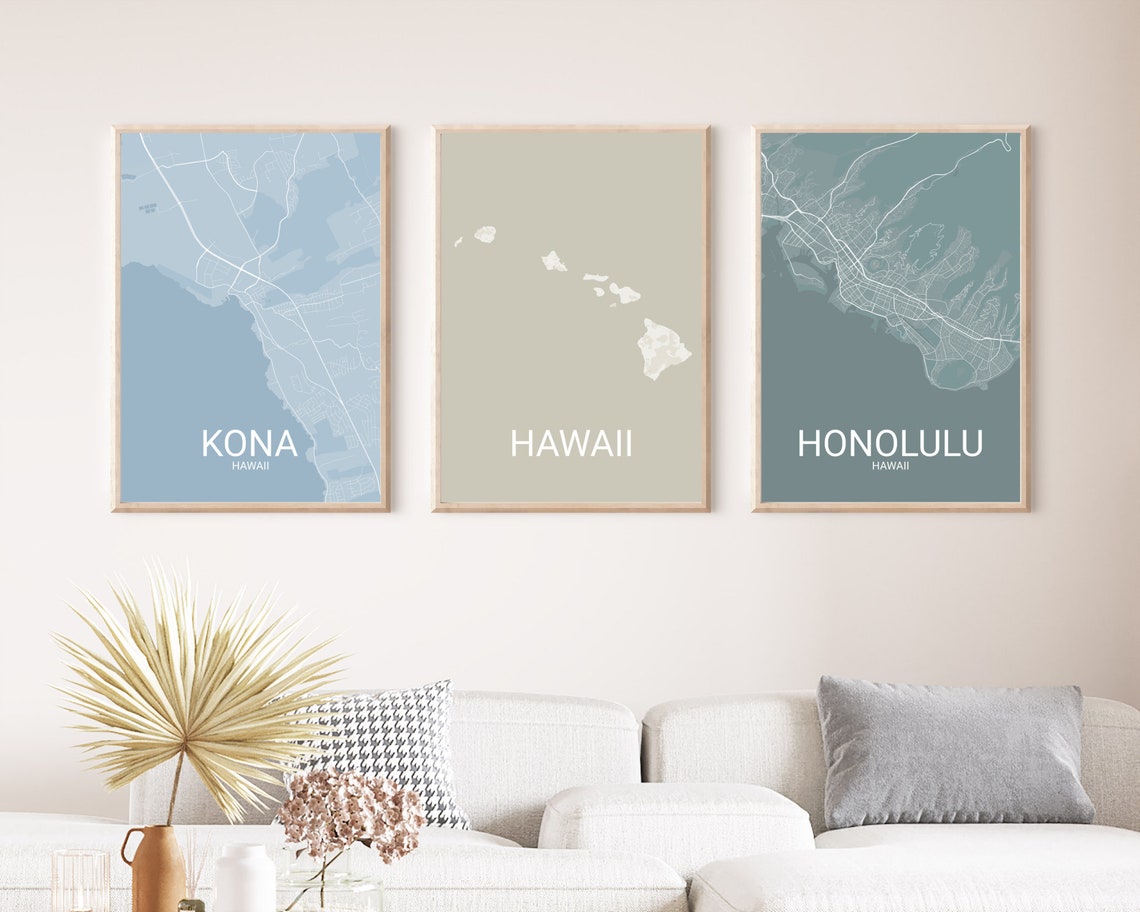Honolulu Map Print Honolulu Travel Map Map Of Honolulu Hawaiian Gifts Hawaii Gifts Wedding Gifts Anniversary Gifts Valentine Gifts - Image 3