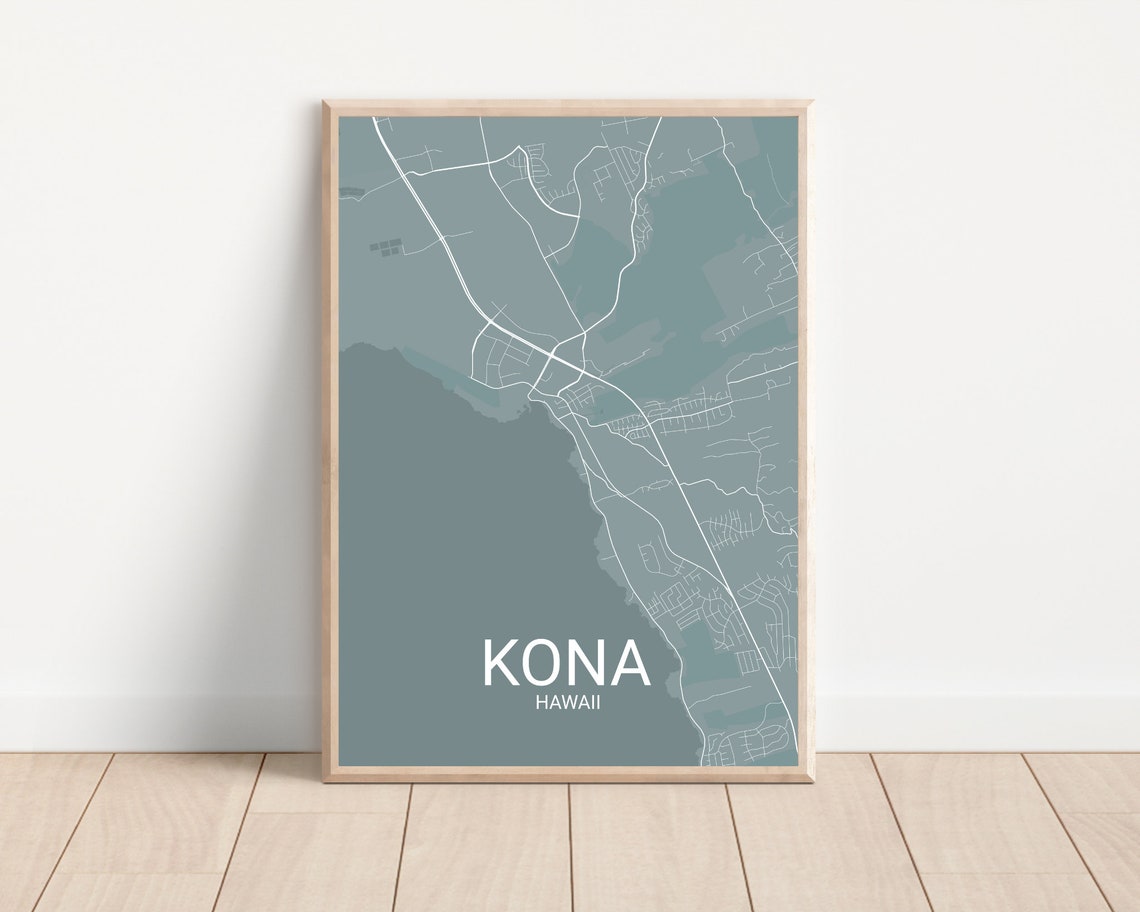 Kona Map Print Kona Travel Map Map Of Hawaii Hawaiian Gifts Hawaii Gifts Wedding Gifts Anniversary Gifts Valentine Gifts - Image 4
