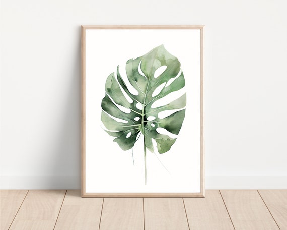 Monstera Watercolor Tropical Plant Leaf Art Print
