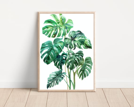 Watercolor Monstera Print Monstera Artwork Boho Print Greenery Decor Plant Artwork Minimalist Bohemian Interiors Plant Art Gift Ideas