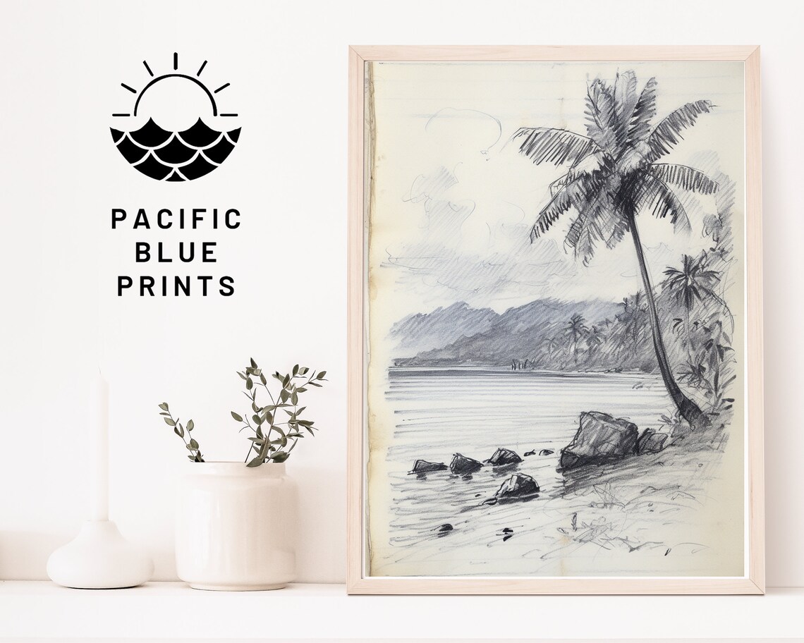Vintage Hawaii Ink Drawing, Retro Island Art Print - Image 4