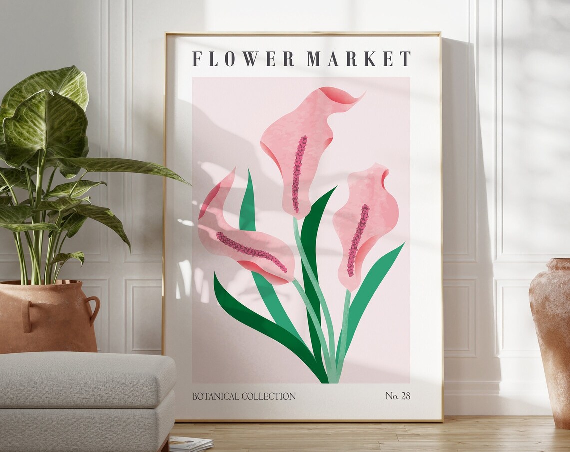 Flower Market Pink Calla Lily Botanical Collection No 28 Poster