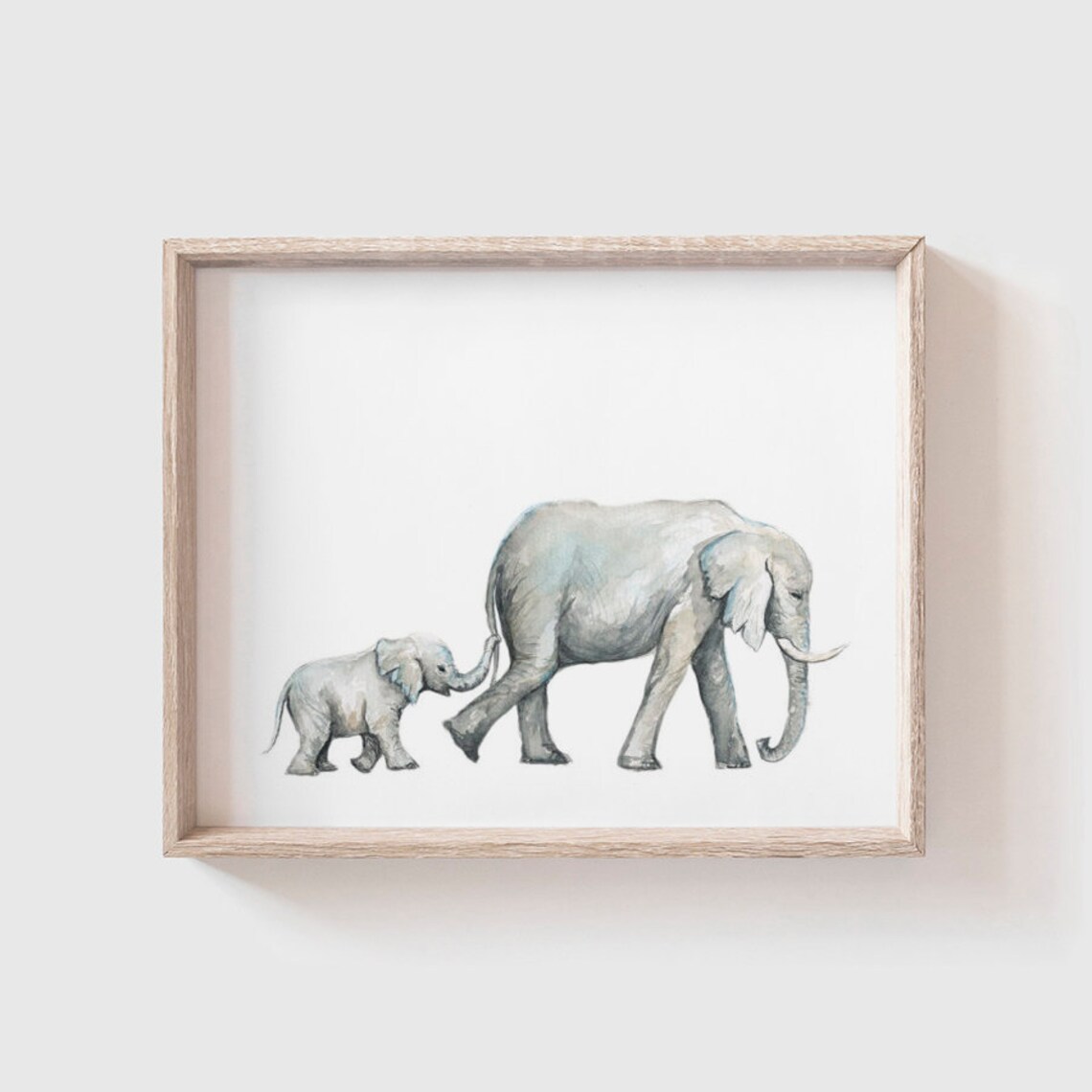 Elephants No. 2 Watercolor Art Print, Baby Room