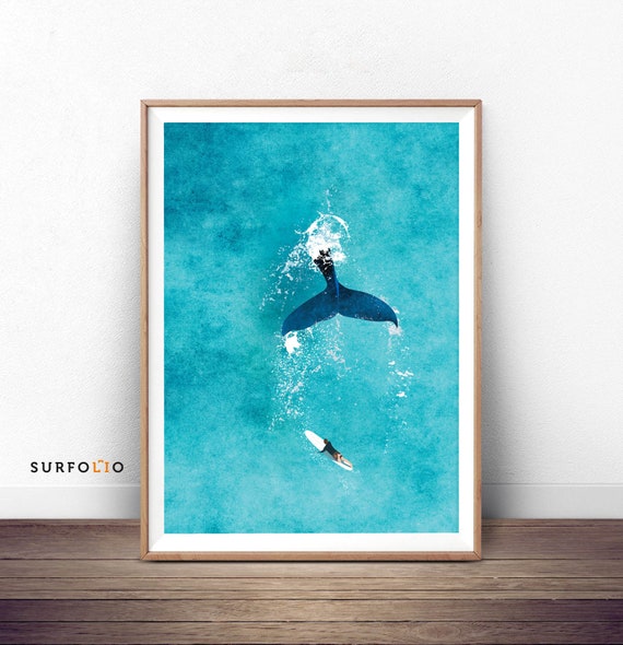 Blue Whale Art Print, Ocean Wall Decor