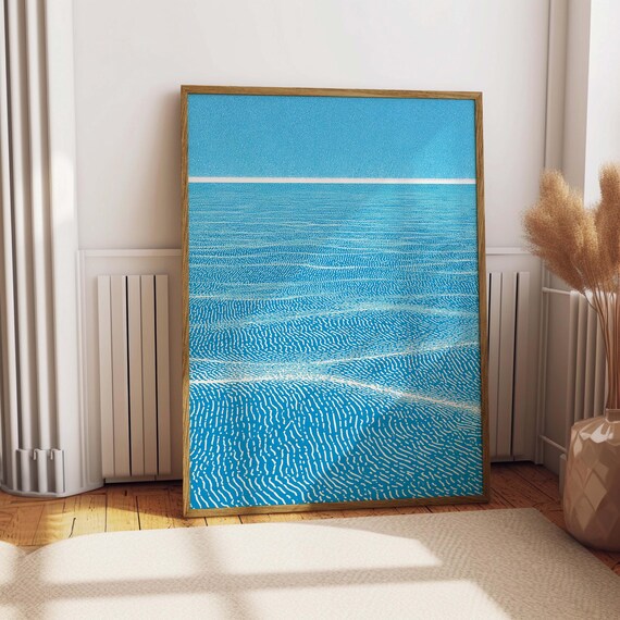 Ocean Wave Art Abstract Blue Print Lover Gift Coastal Decor Minimalist Unique Sea Artdigital Download