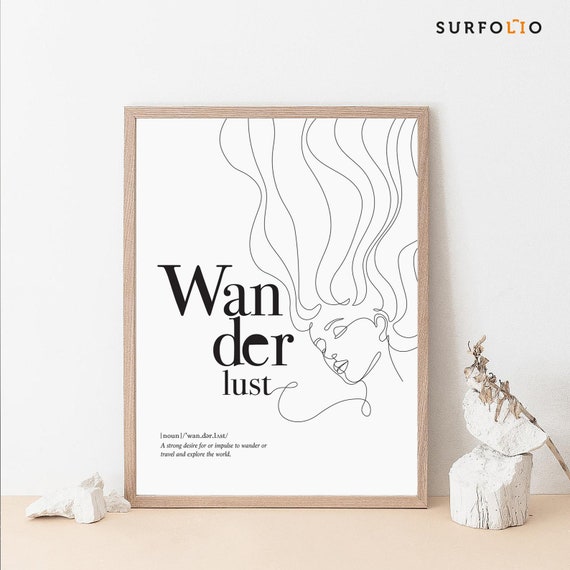 Minimalist Line Woman Art Print Boho Travel Definition Poster Digital Download