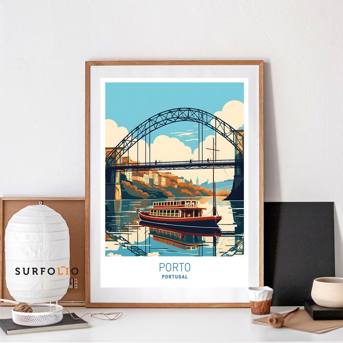 Porto Portugal Vintage Coastal City Travel Poster
