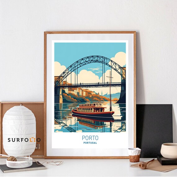 Porto Portugal Vintage Coastal City Travel Poster