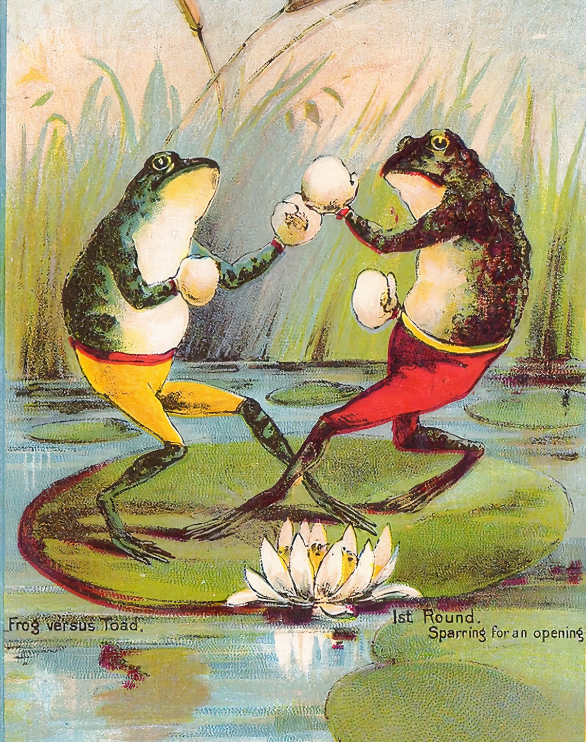Frog Vs Toad Vintage Art Deco Poster Print - Image 4
