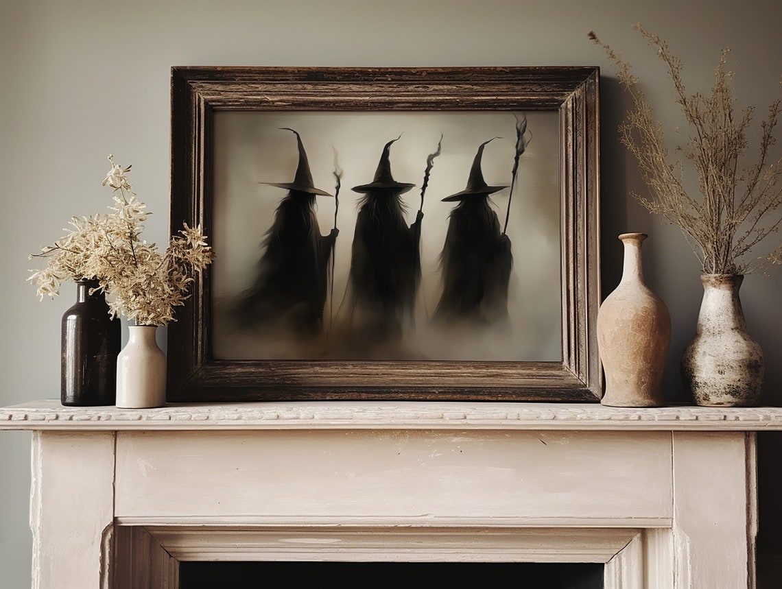 Three Witches Vintage Halloween Art Print - Image 3
