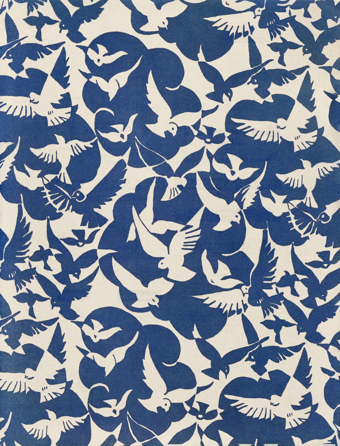 Pigeons in White and Blue, Vintage Bird Art Print - Image 3