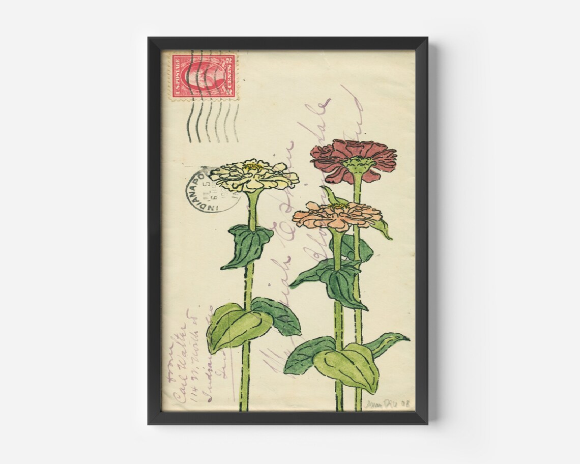 Vintage Flower Postcard Botanical Art Print, Farmhouse - Image 3