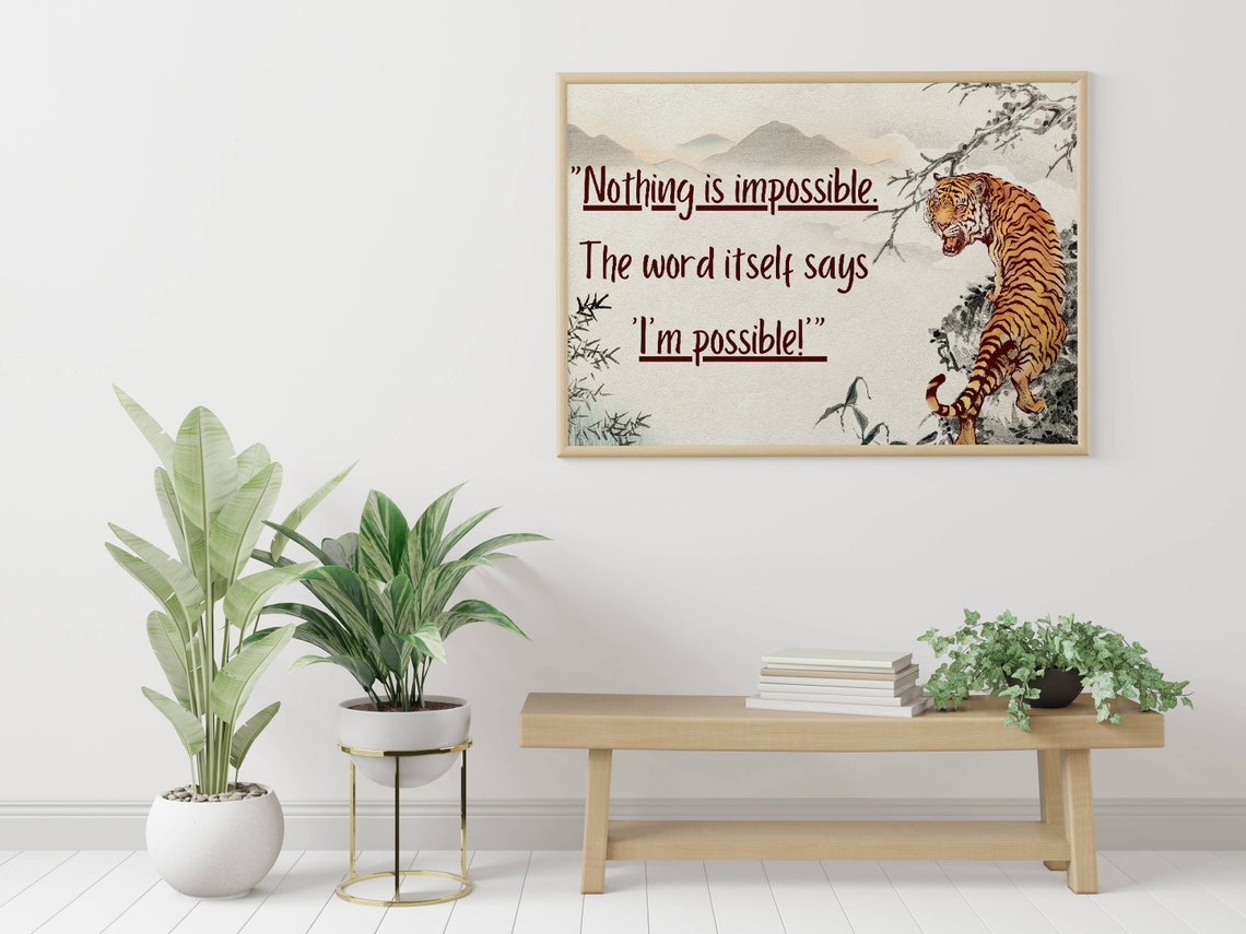 Tiger Motivational Poster Quote Print Vintage Japanese Poster Vintage Wall Art Quote Poster Tiger Lover Gift Inspirational Quote Art - Image 3