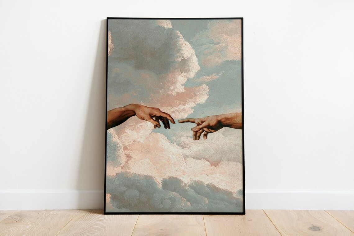 The Creation of Adam Vintage Religious Art Print - Image 2