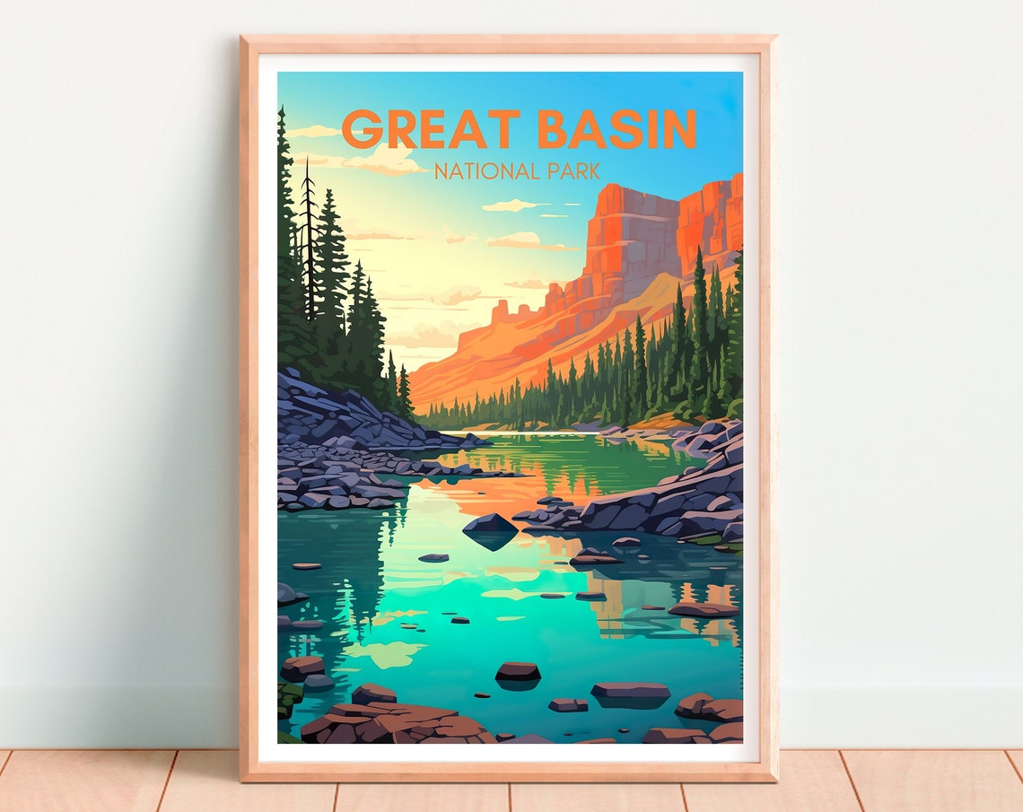 Great Basin National Park Turquoise Alpine Lake Cliffs View Poster - Image 4