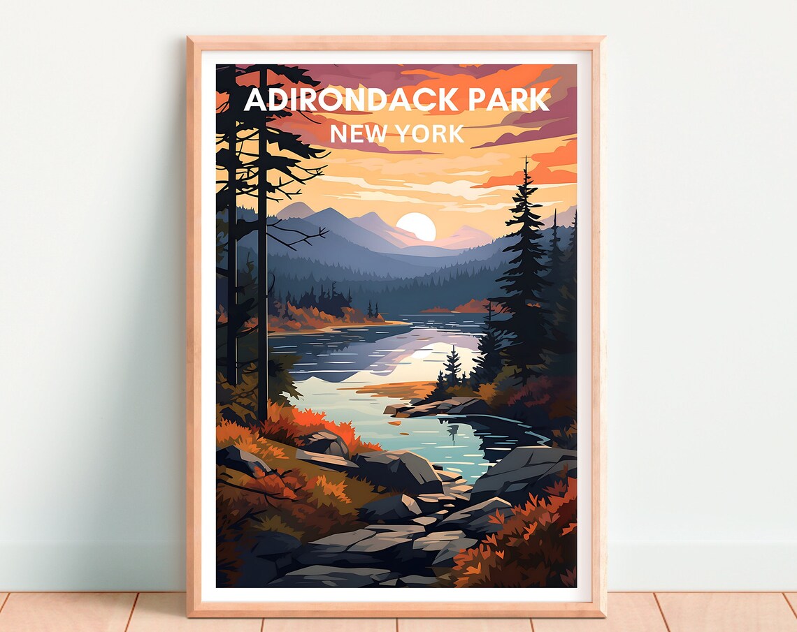 Adirondack Park, New York Mountain Travel Poster - Image 4