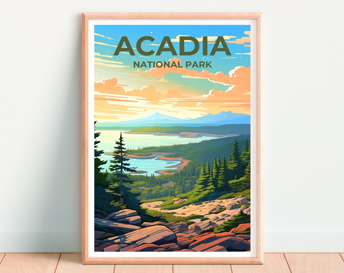 Acadia Travel Poster, Maine Forest Wall Art Print - Image 4