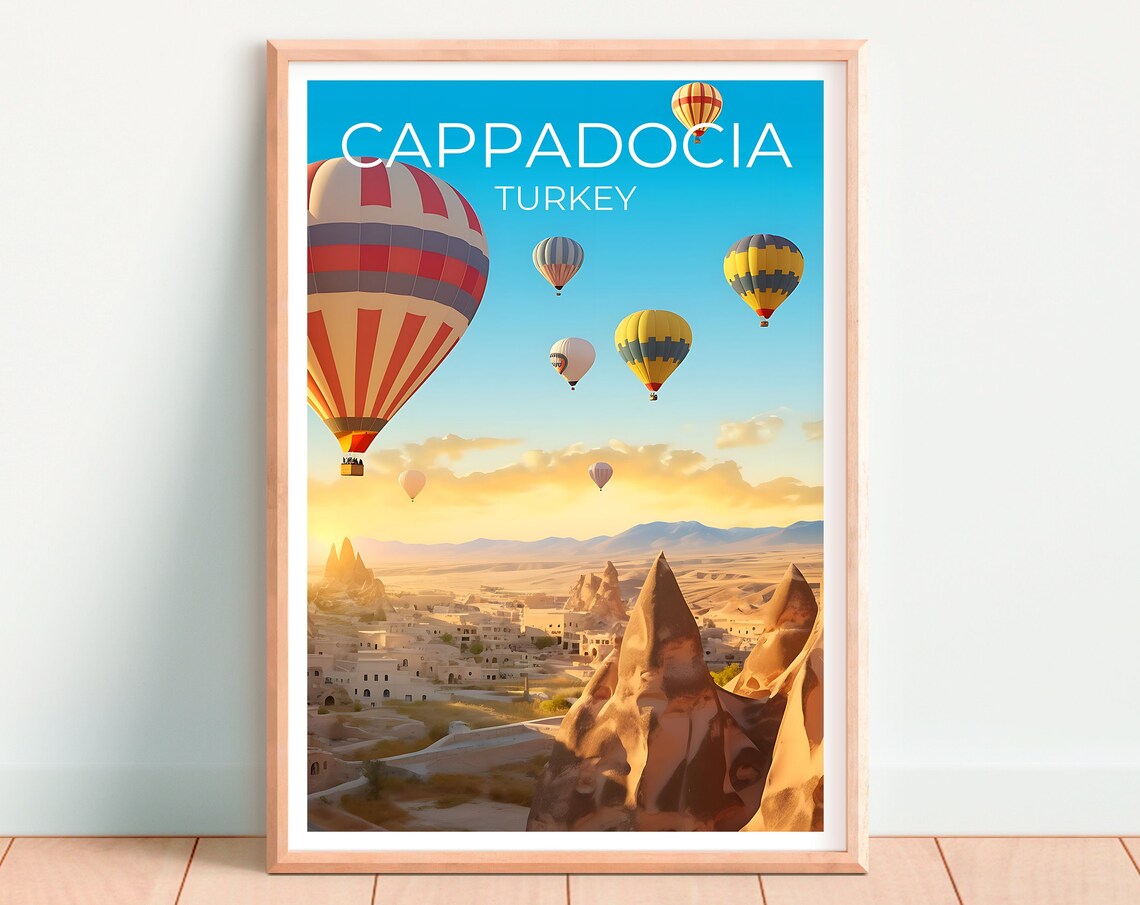 Cappadocia Turkey Hot Air Balloons Over Fairy Chimneys Travel Poster - Image 4
