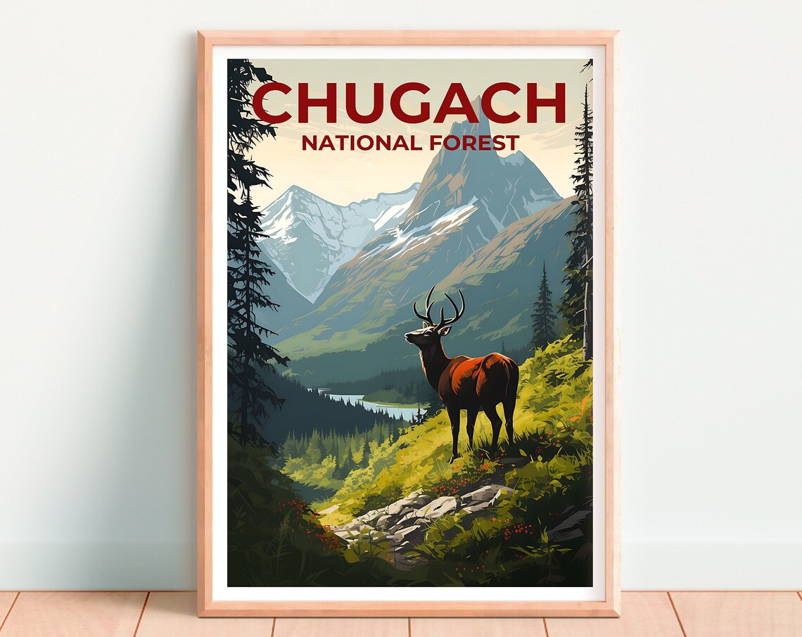 Chugach Alaska Nature Travel Poster, Wall Art Print - Image 4