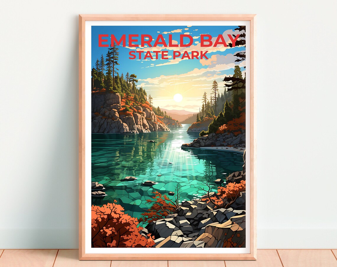 Emerald Bay State Park Lake Tahoe Green Water Cliffs View Poster - Image 4