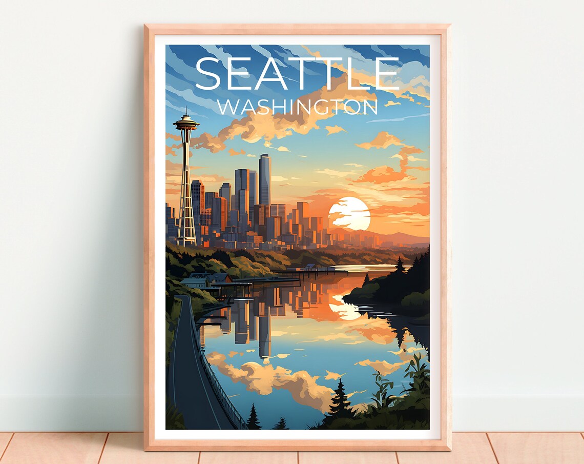 Seattle Travel Poster, Washington State Art Print - Image 4