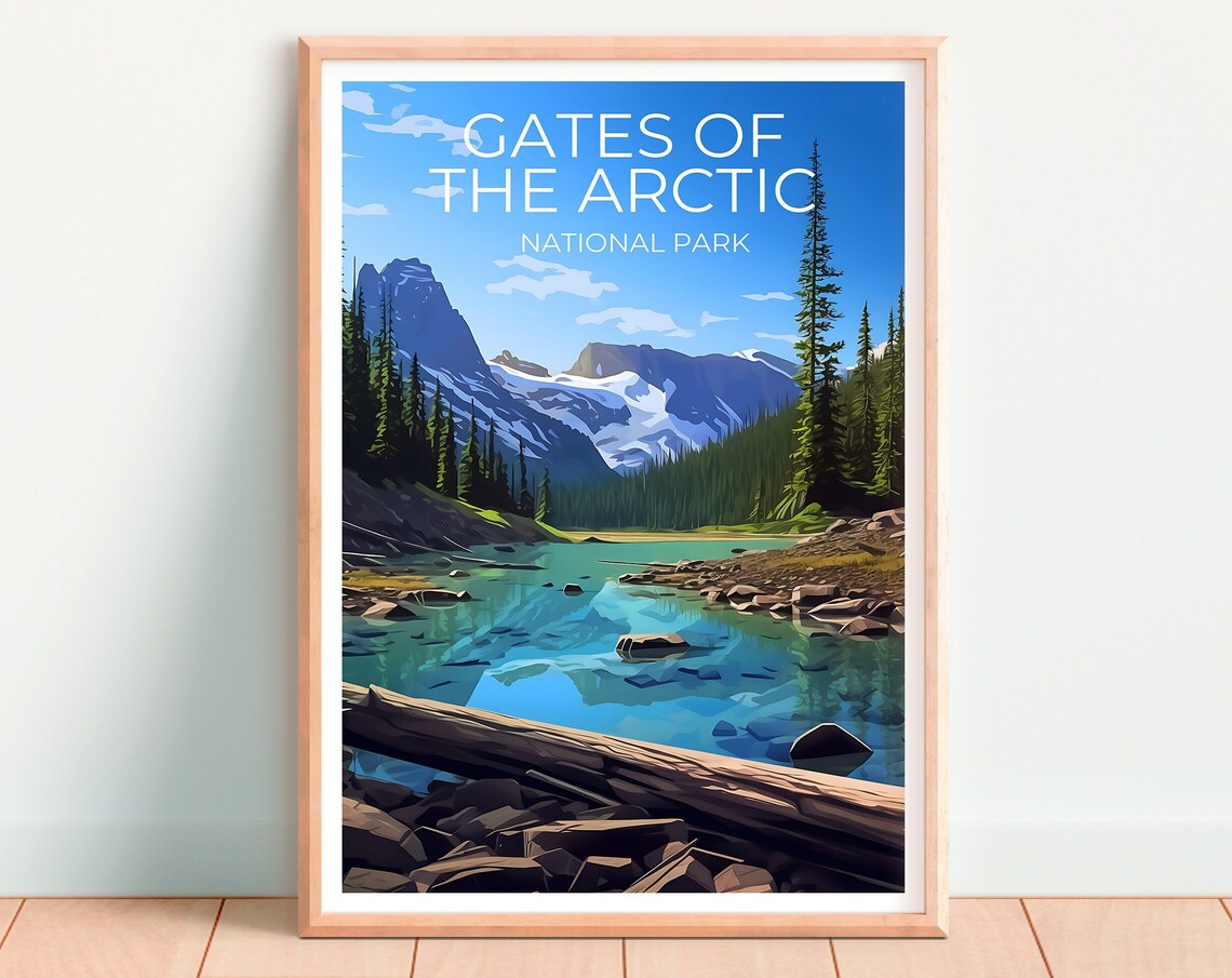 Gates Of The Arctic Alaska Alpine Lake Snowy Peaks View Poster - Image 4