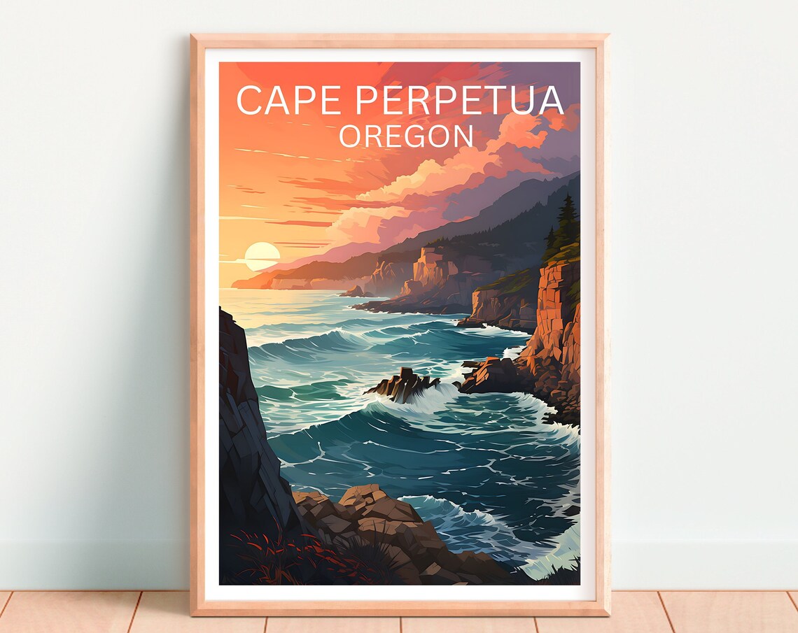 Cape Perpetua Oregon Travel Poster, Nature Print - Image 4