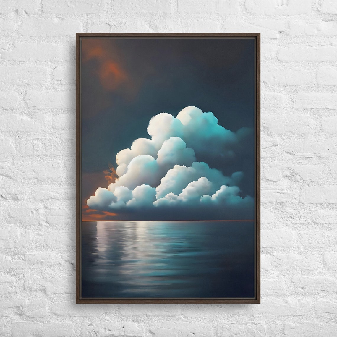 Bidtheewell Cloud Over Water Dark Teal Moody Abstract Poster