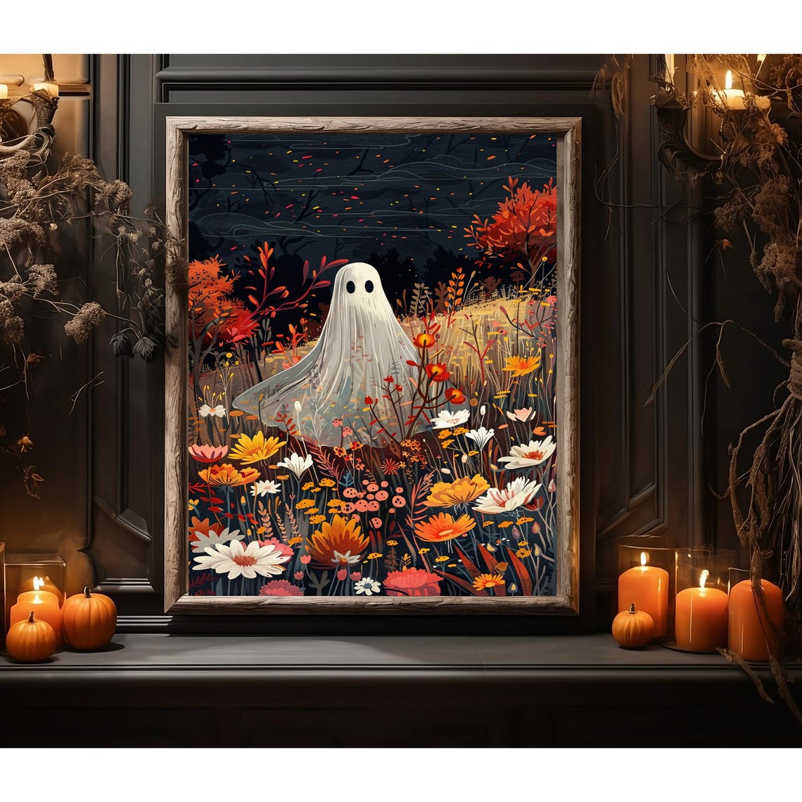Floral Halloween Print Spooky Fall Wall Decor