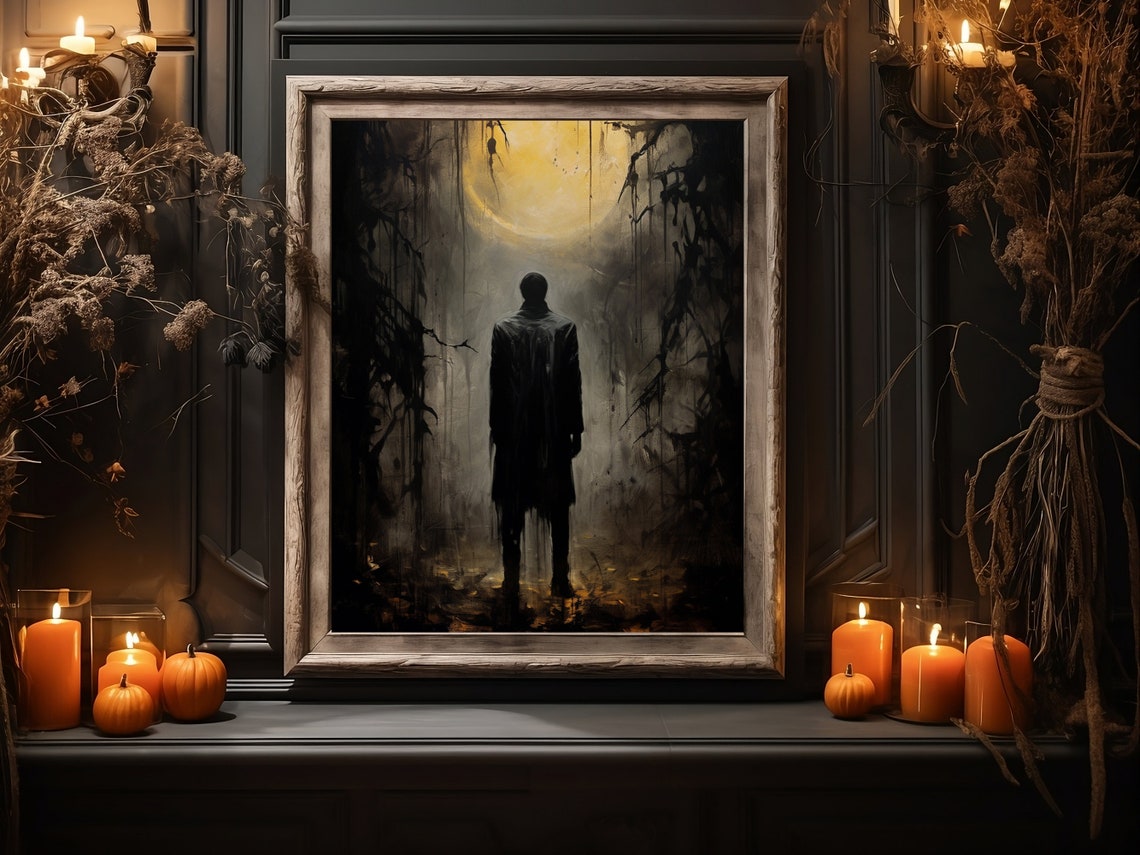 Moon Print Halloween Wall Decor Trendy Fall Art Lover Gift Luxury