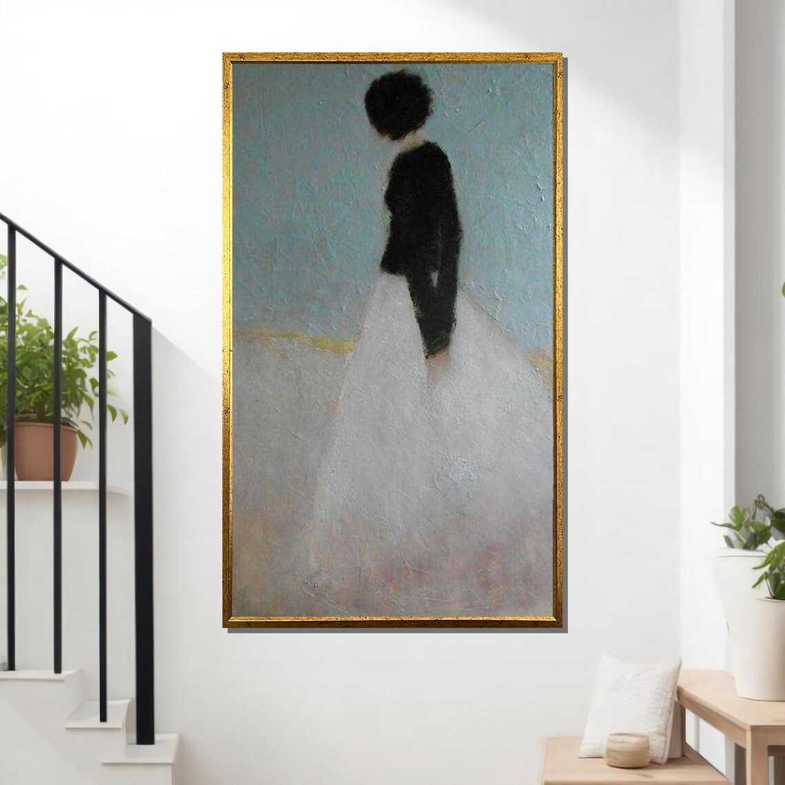 Minimalist Woman Silhouette Elegant Black White Modern Art Wall Poster