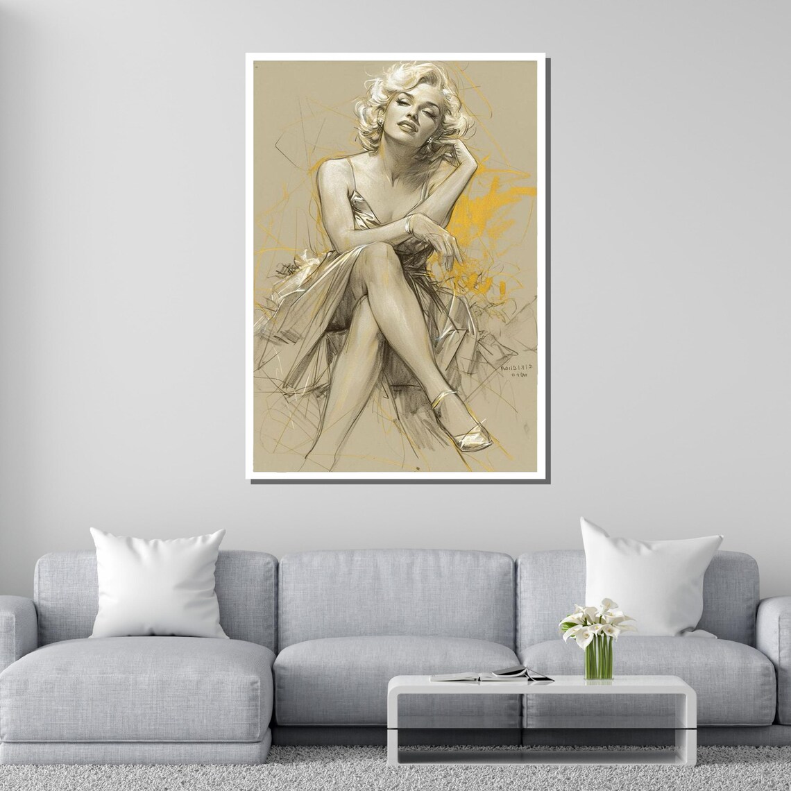 Classic Hollywood Glamour Blonde Beauty Sketch Portrait Elegant Wall Poster - Image 2