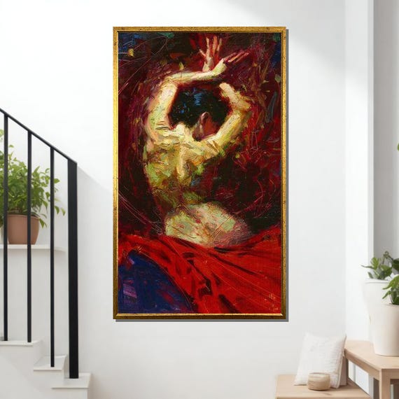 Sensual Nude Art Erotic Back Portrait Passionate Figure Painting Wall Art Design Ready To Hang
