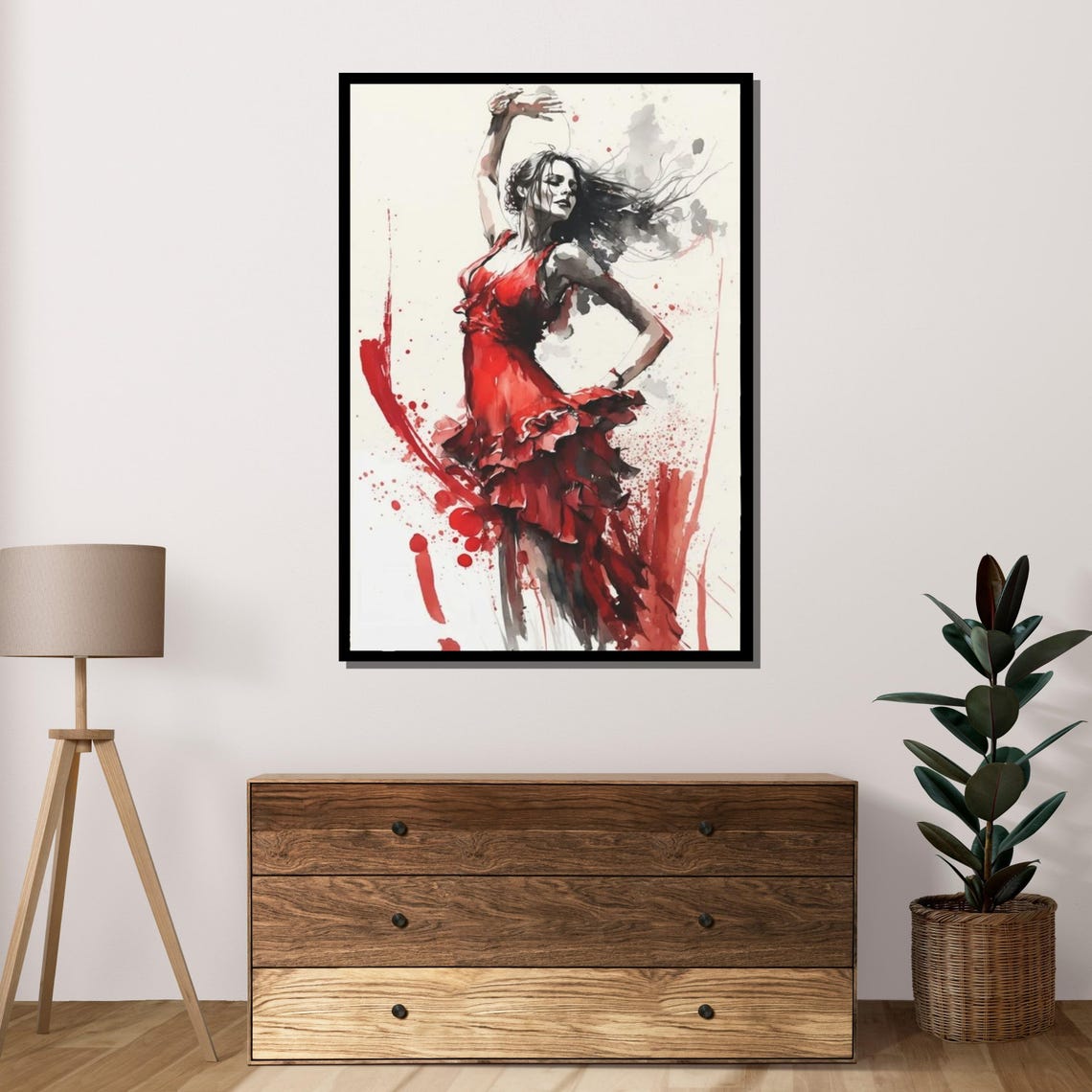 Flamenco Dancer In Red Dress Passionate Watercolor Dance Art Poster - Image 4