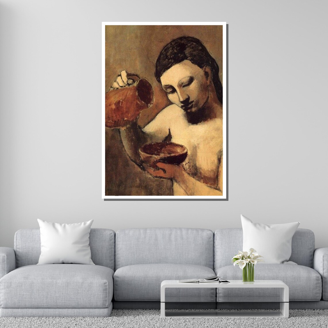 Classical Woman Pouring Water Neoclassical Nude Figurative Art Poster - Image 2