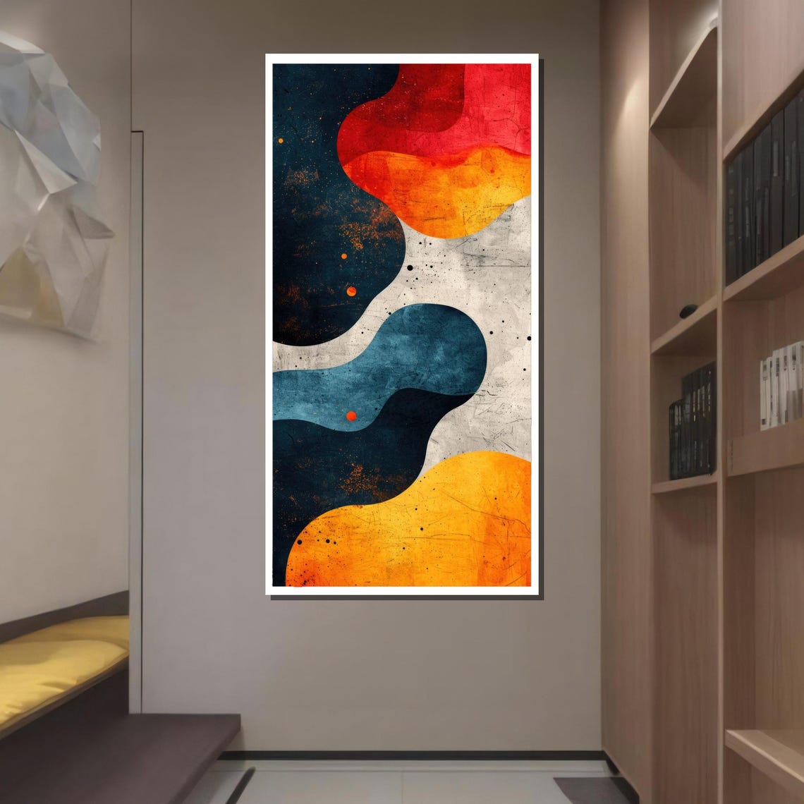 Abstract Wave Art Colorful Abstract Wall Art Modern Geometric Print Contemporary Home Decor Ready To Hang Artwork - Image 2