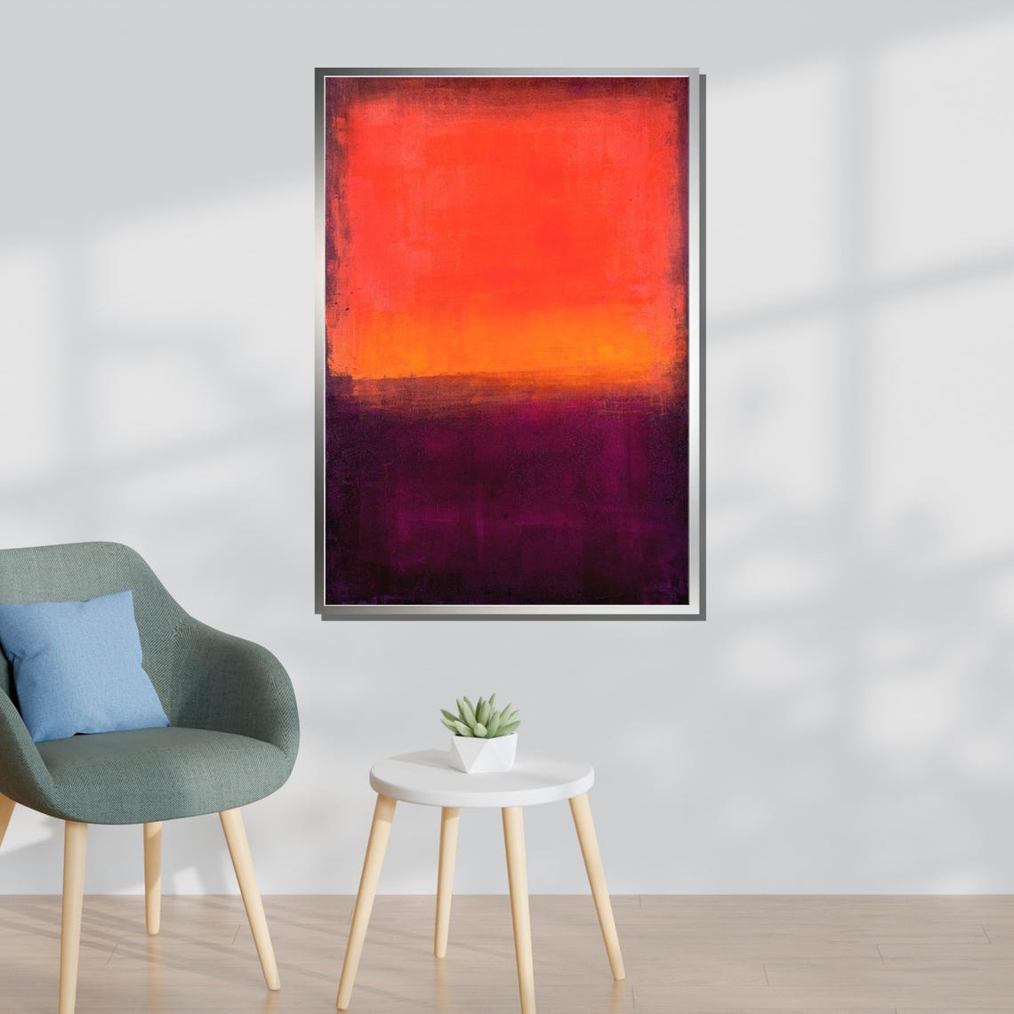 Sunset Glow Abstract Vibrant Modern Orange And Purple Art Bold Color Block Painting Ready To Hang - Image 3