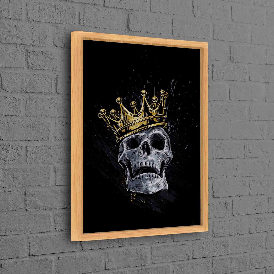 Skull King Crown Portrait Black and Gold Dark Fantasy Art Print