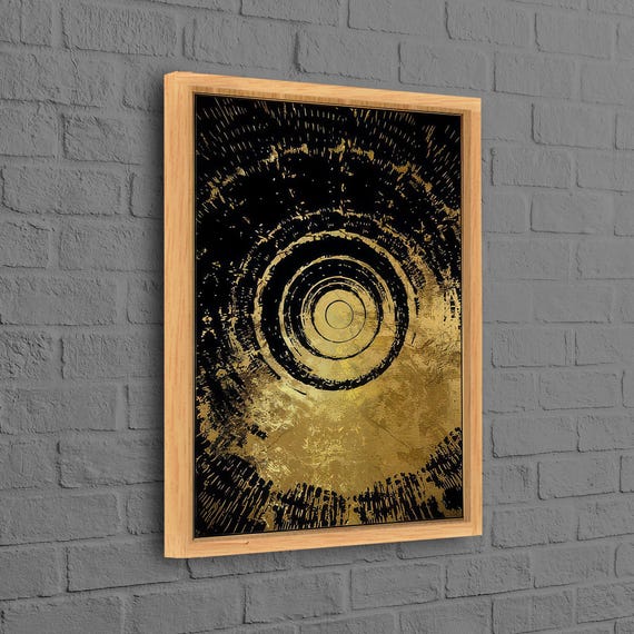 Black And Gold Canvas Modern Art Print Baby Girl Gift Personalized Decor Minimalist Wall