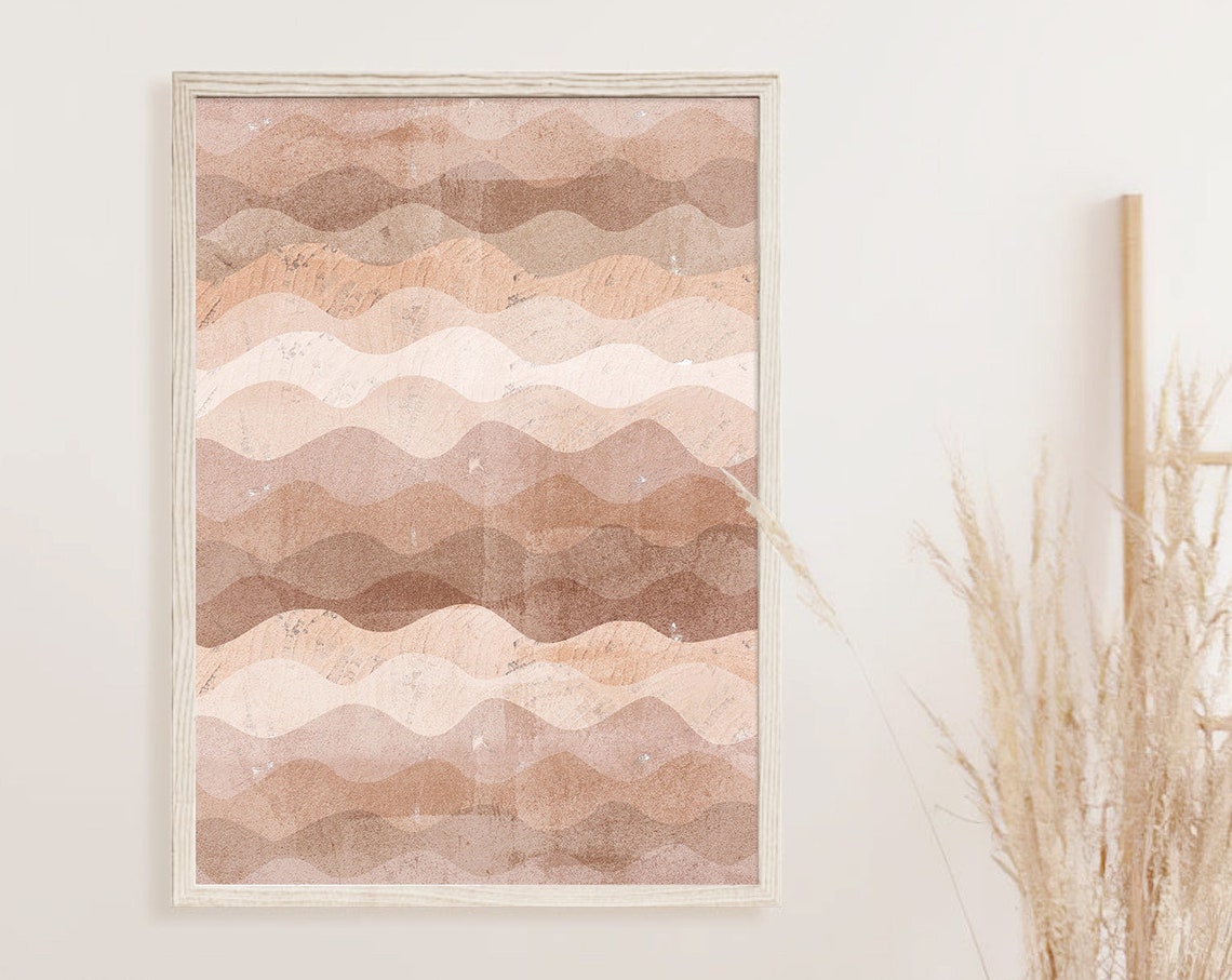 Terracotta Wave Stripes Abstract Blush Boho Modern Art Poster - Image 4