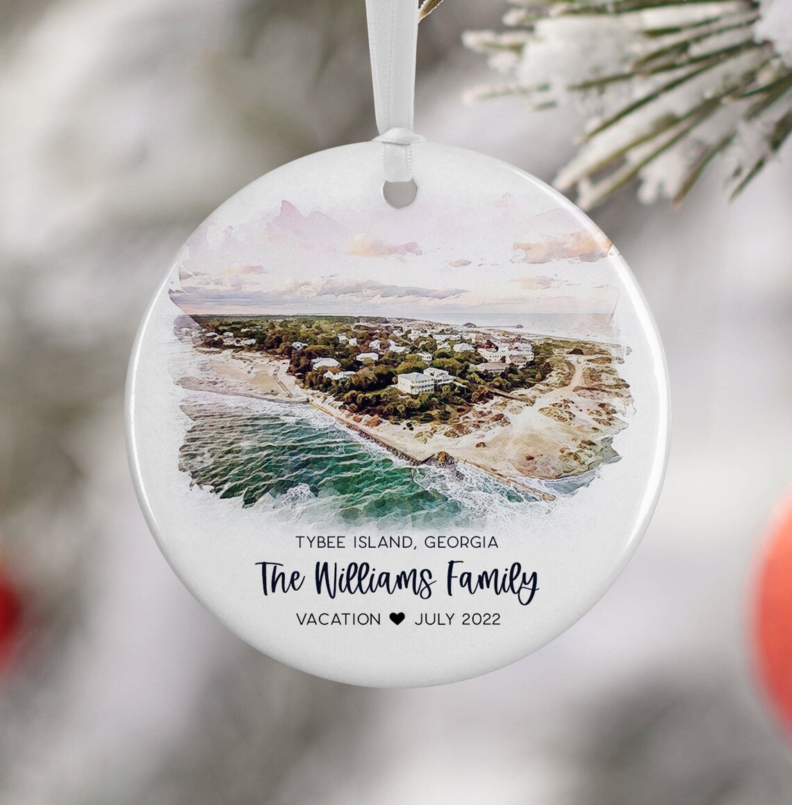 Tybee Island Georgia Travel Poster, Watercolor Souvenir