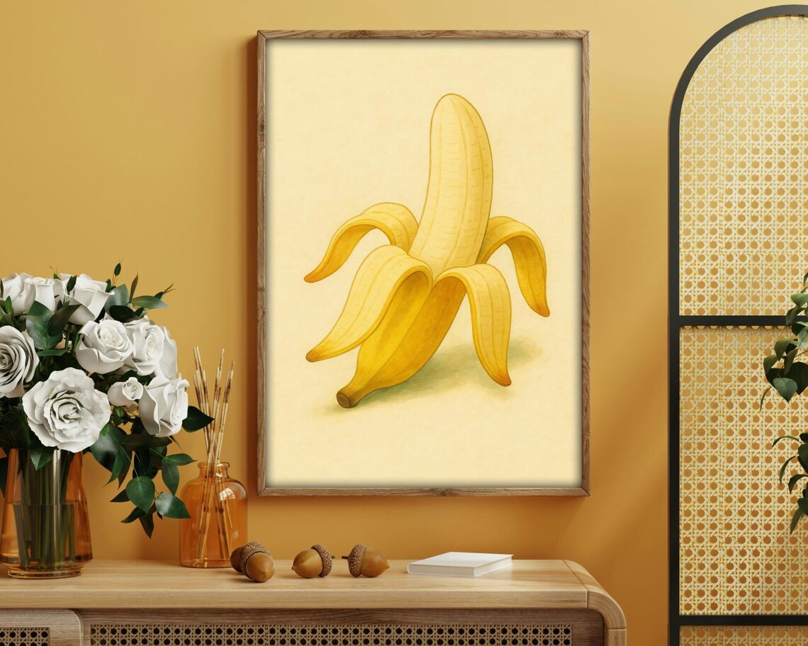 Peeled Banana - Vintage Botanical Kitchen Print - Image 3