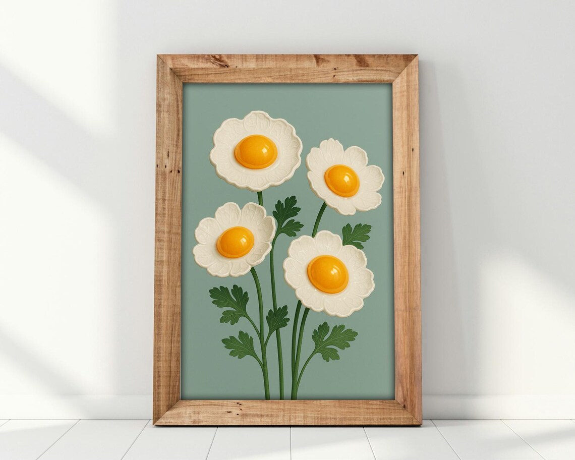 Porcelain Petal Egg Flowers, Surreal Botanical Art Print - Image 2