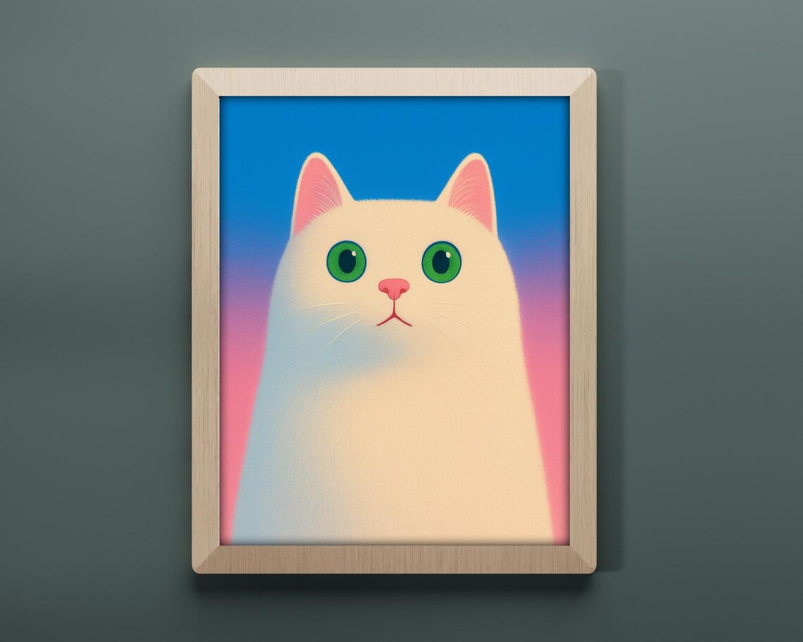 White Cat - Modern Pet Portrait - Image 2