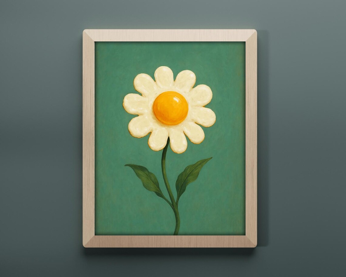Sunny Side Up Flower Playful Egg Daisy Kitchen Art Print - Image 3