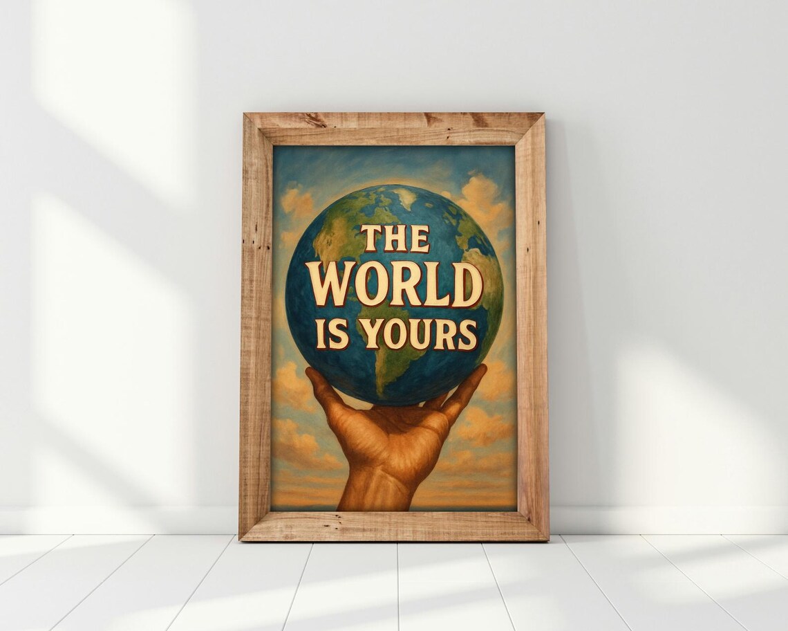 The World Is Yours - Motivational Globe Print
