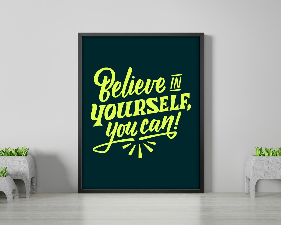 Believe In Yourself You Can Neon Poster Print