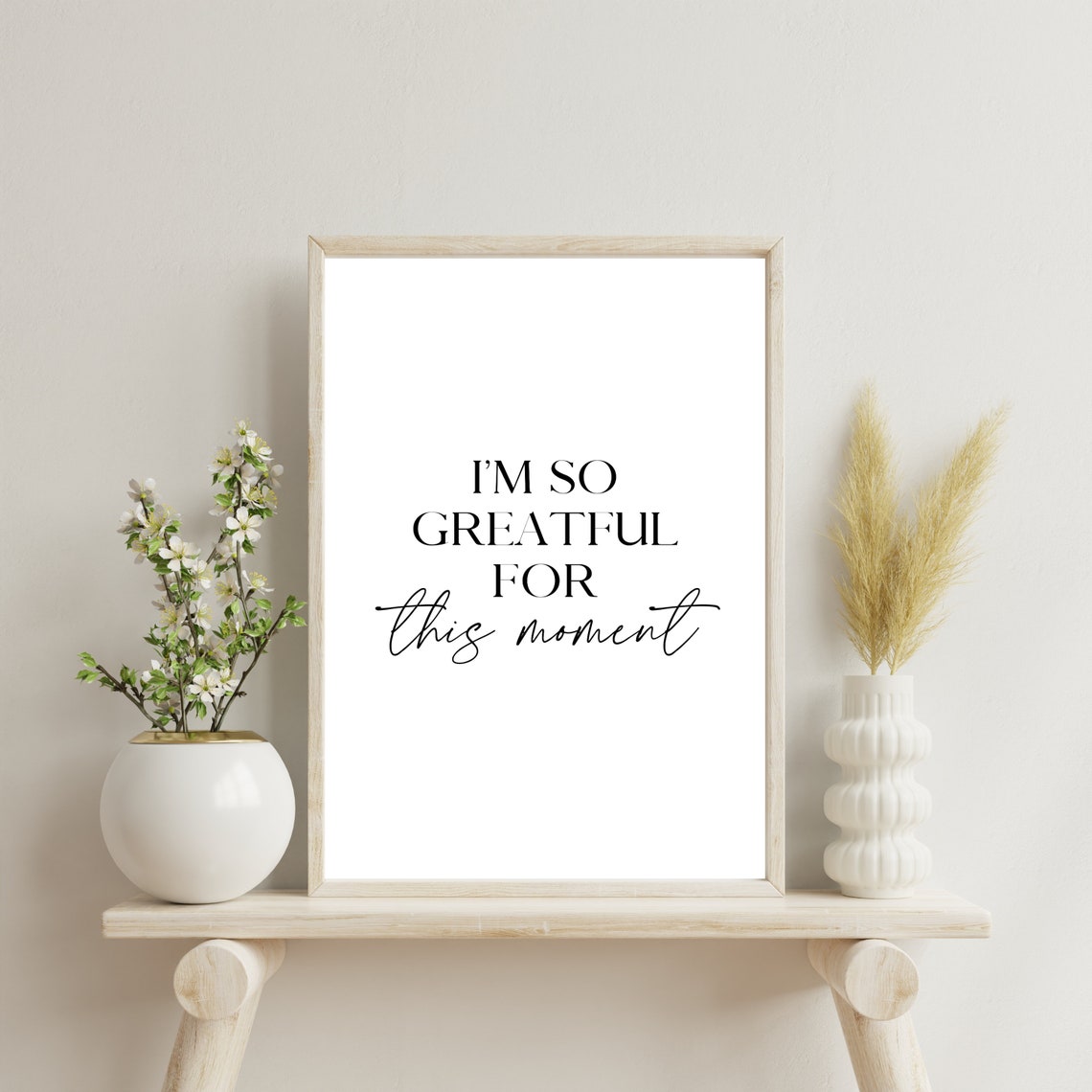 So Grateful For This Moment Inspirational Quote Mindfulness Art Poster - Image 3