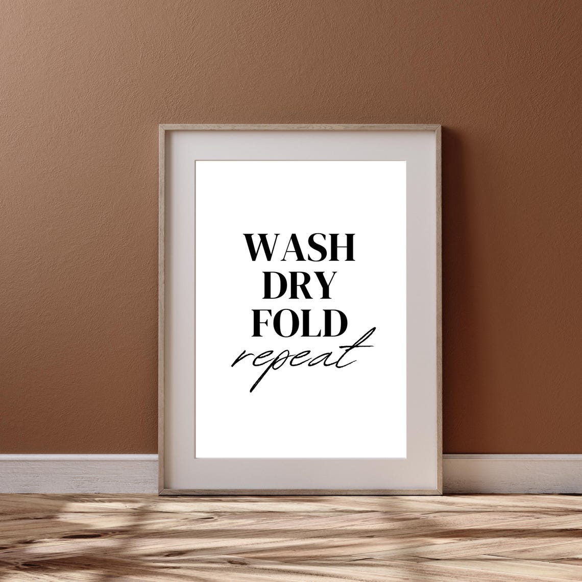Wash Dry Fold Repeat Fun Laundry Room Typography Quote Poster - Image 2